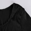 Women's U Neck Solid Color Crop Slimming Fashion Flared Long Sleeve Top Sexy Short T-shirt Top