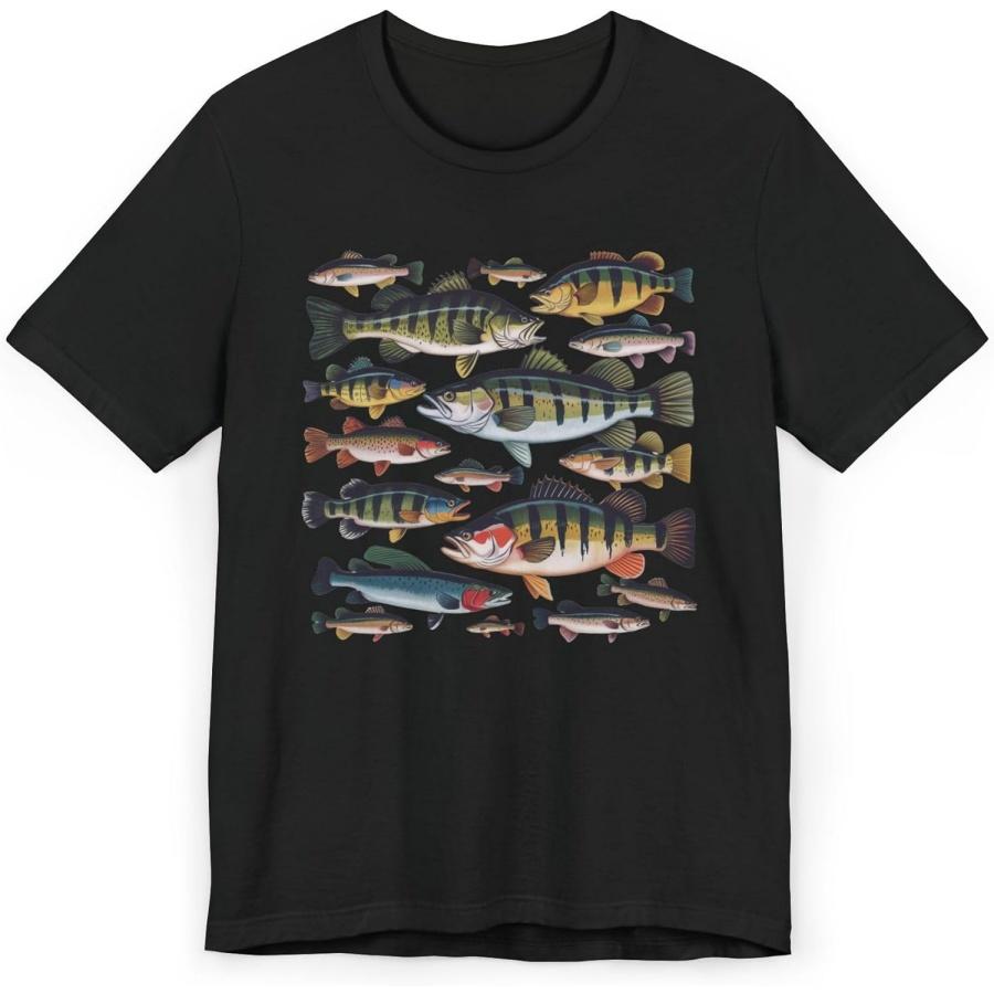 

Vintage Freshwater Fish T-Shirt Retro Bass Trout Perch Fishing Tee for Anglers XXXXXL різнокольоровий