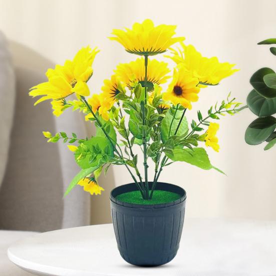 

Artificial Flower Bonsai Aesthetic Vibrant Color 4 Heads No Trimming Artificial Potted