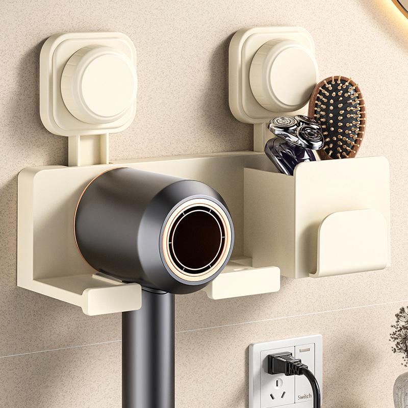 Suction Cup Hair Dryer Holder: Punch-Free, Wall-Mounted Bathroom Organizer