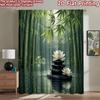 2D Flat Printing 2pcs Curtain Party Curtain Tranquil Bamboo Lotus Digital Printed Polyester Drapes Festive Wall Decor Perfect