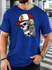 Unisex Crew Neck Tee Hip Hop Skull Cap Cash Art Graphic Print Short Sleeve Top Summer Loose Soft Breathable Casual Basic Daily Wear