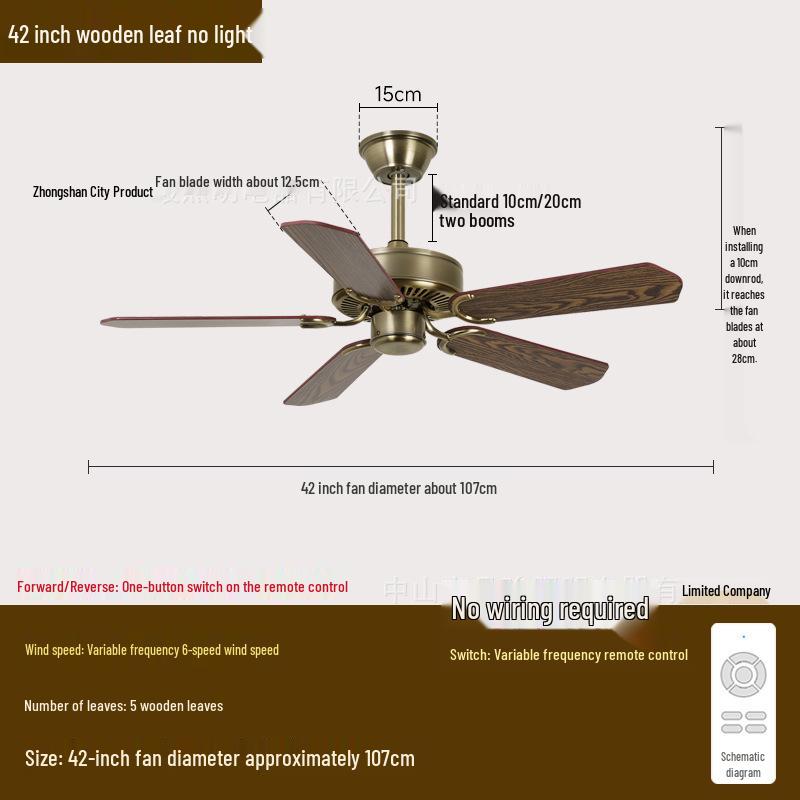 

Антикварный промышленный потолочный вентилятор с подсветкой для ресторана или спальни 42-inch variable frequency remote control