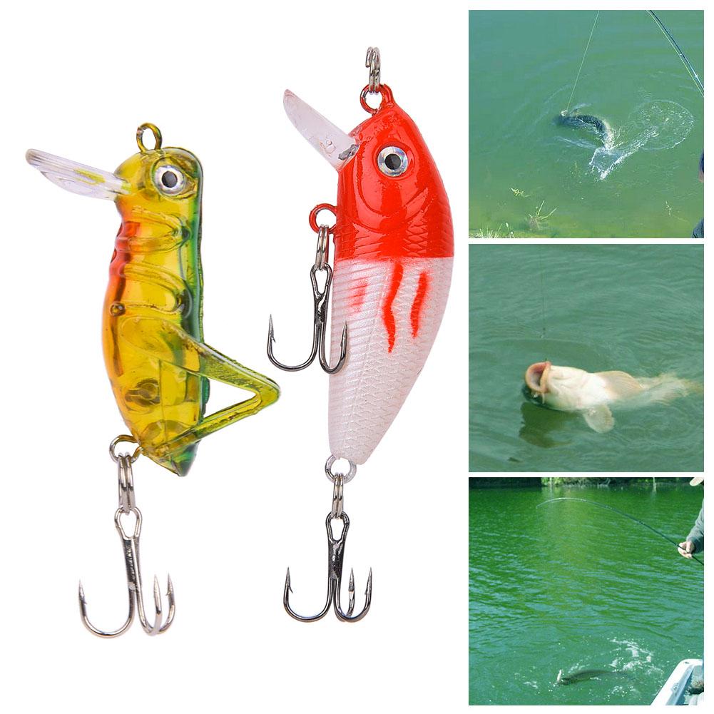 T0046 Set 5 Pezzi Esca Dura Acqua Dolce Universale Realistica Cavalletta Minnow Kit di Esca Artificiale da Pesca