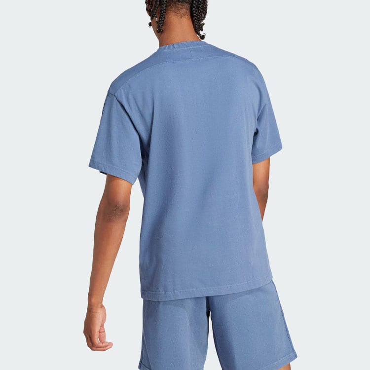 adidas T Shirts Men's Ink Blue Crew Neck Moderate Straight Fit IR5199