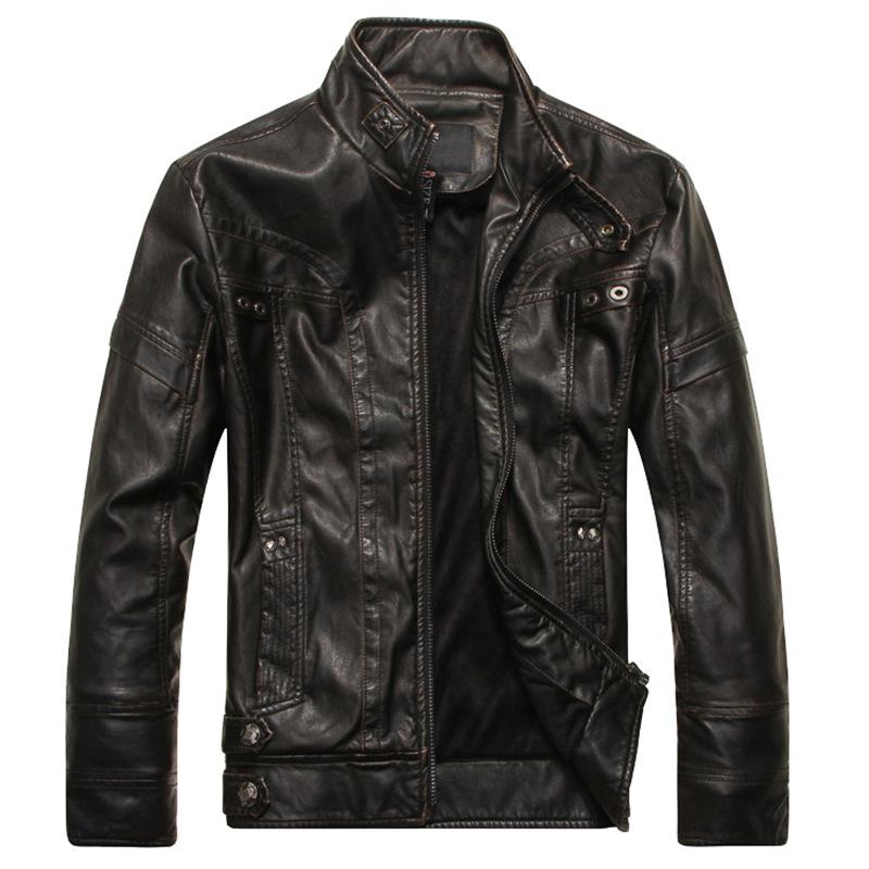 

Leather Jacket Men s Leather Jacket Fashion Slim Men s Motorcycle PU Leather Jacket Plus Velvet Leather Jacket M