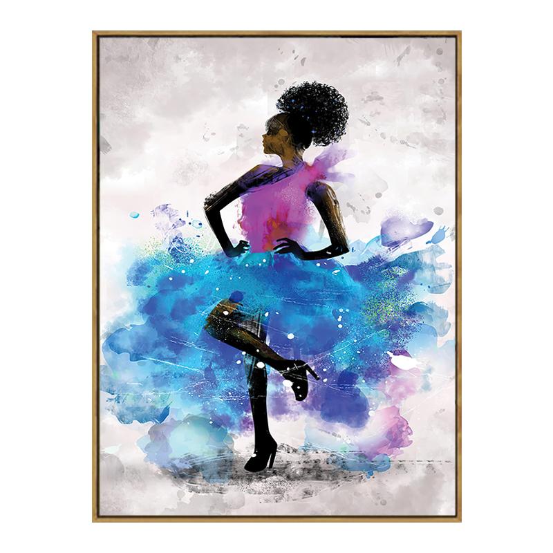 Mulher negra dançando pôster abstrato aquarela tela arte de parede pinturas decorativas impressões imagem sala de estar decoração nórdica