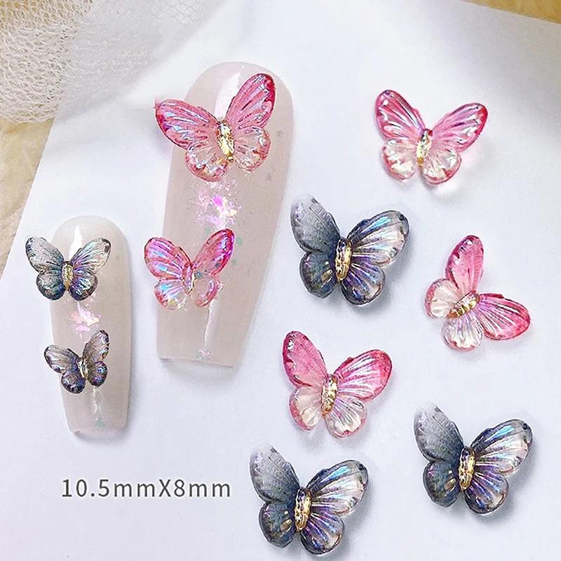 30Pcs 3D Aurora Colorful Butterfly Nail Art Charm Nail Art Decoration Diy Nail Jewelry For Nails Art Accessories