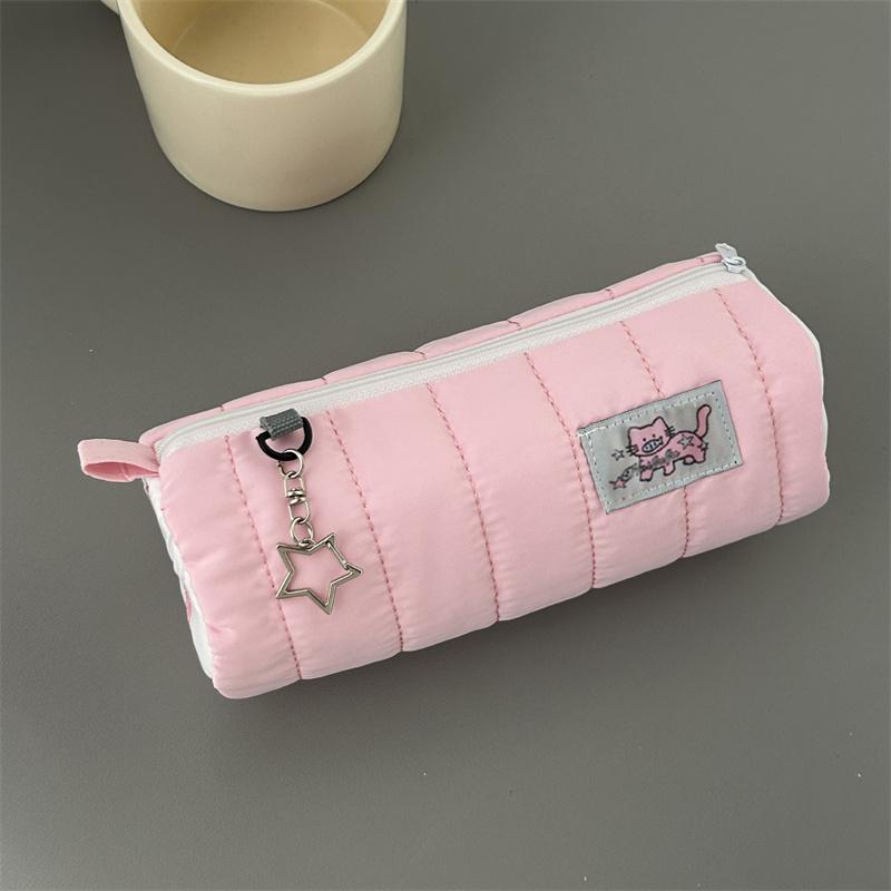 

Pink Towel Roll Pencil Case Kawaii Soft Pen Storage Bag Cosmetic Pouch Cartoon Large Capacity Student Stationery School Supplies One Size