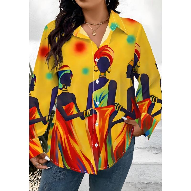 Ladies' long sleeved shirt, 3D printed, fashionable outfit