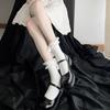 Lolita lace trim short mid-calf socks for women, solid color, thin summer style lolita Cute and versatile for soft girls