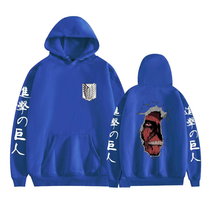Japanes Anime Attack on Titan Printed Hoodie Men Fashion Long Sleeve Fleece Hip Hop Sweatshirts Casual Tops Loose