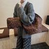 2025 New Retro Bag Brown Large Capacity Shoulder Bag Daily Commuter Women's Bag 2 In 1 Tote Leopard Print Faux Suede Basket Bag