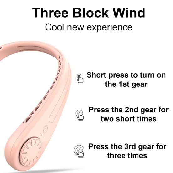 Portable Neck Fan Mini Leafless Ultra Quiet 360 Degree Cool Fans 3 Gear Wind Speeds USB Rechargeable Hands-Free Outdoor Sport Cooling Tools
