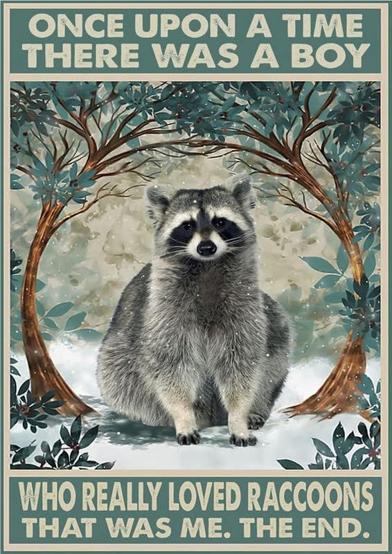 

Vintage Once Upon A Time There was A Boy Who Really Loved Raccoons Poster Metal Aluminium Tin Sign Wall DecorAluminum 20x30cm（7.8x11.8inch）