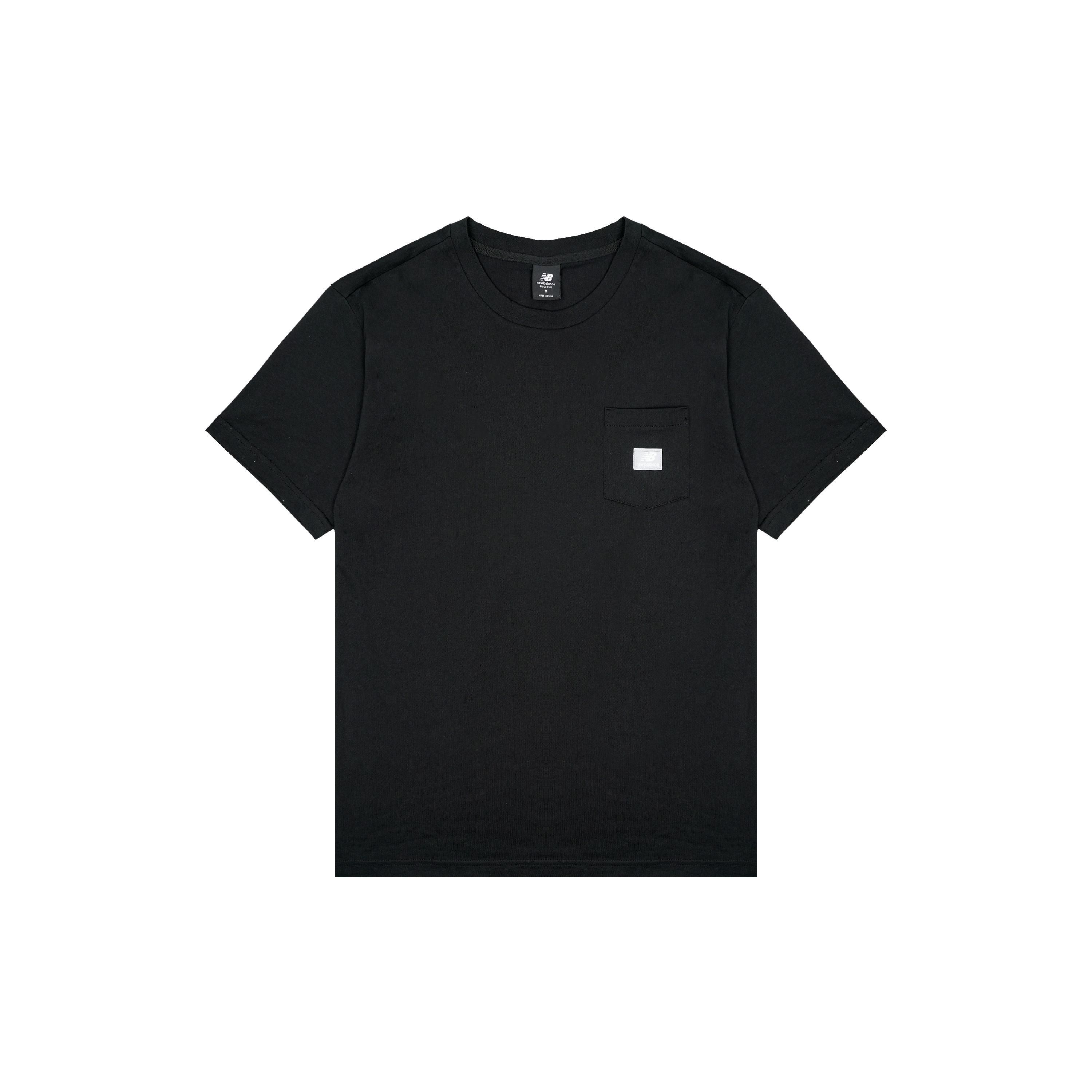 New Balance Pocket Small Logo Round Neck Short Sleeve Black Men s AMT01567-BK XL