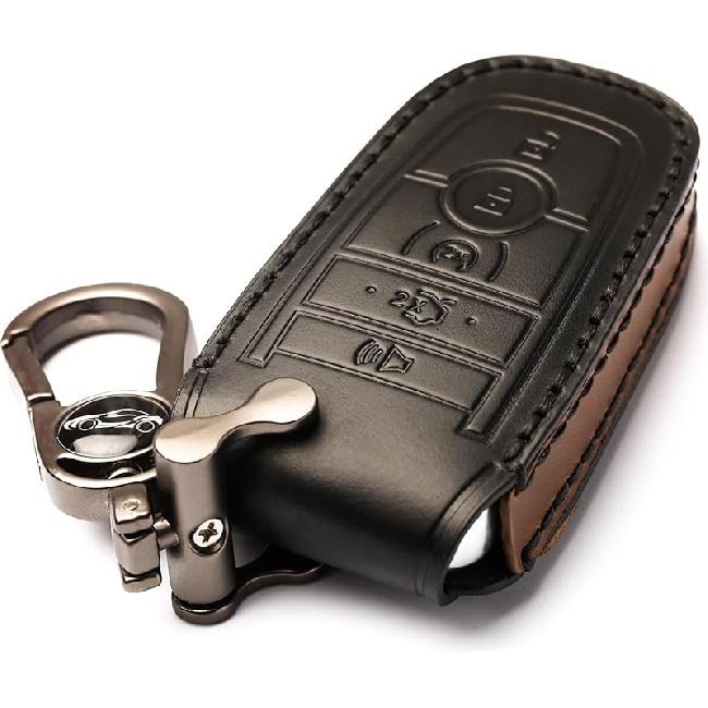 Car Key Fob Cover, Soft Full Protection Key Case Shell Compatible With Ford Smart Key 3 4 5 Buttons Protector (A-Brown) … A-black