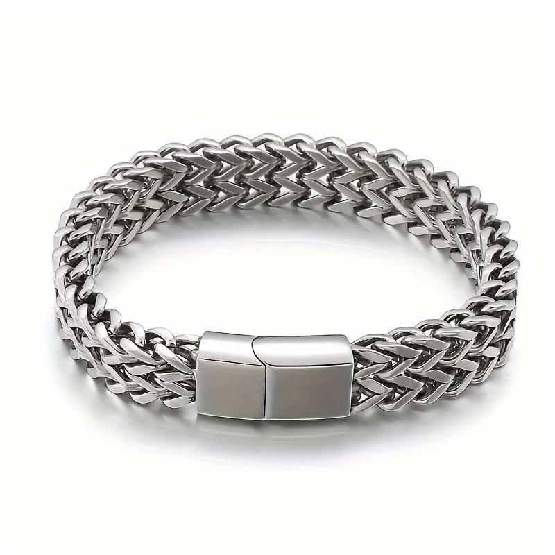 Men's Stainless Steel  Link Chain Miami Cuban Bracelets for Male Boys Gifts Jewelry, Length 21cm