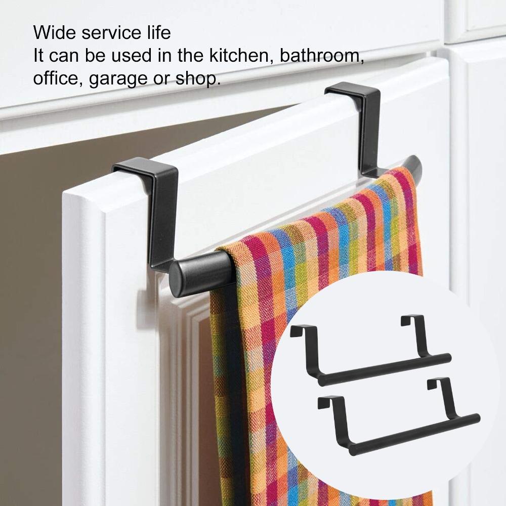2 PCS Black Towel Rack Rustproof Cabinet Door Towel Rack  Home Dorm Hotel Apartment