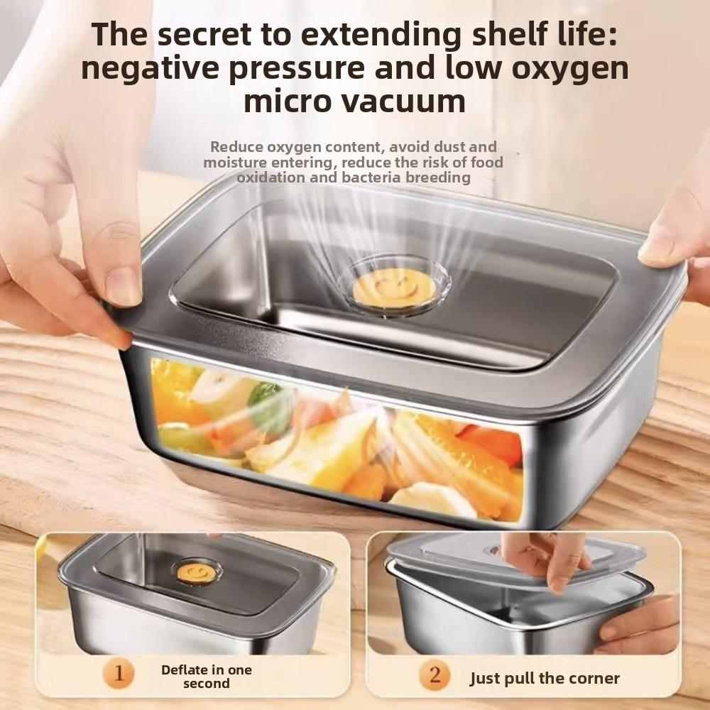 Stainless Steel Bento Box Sealed Refrigerator Freezer Storage Box Camping Lunch Box Camp Supplies