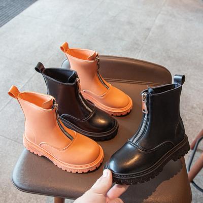 Kinderstiefel Kleine Lederstiefel Jungen Herbst- und Winterstiefel Einzelstiefel Dicke Baumwollschuhe Mädchen Studentenschuhe Performance-Modeschuhe