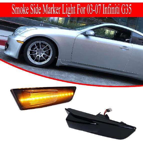GTINTHEBOX Compatible with 2003 2004 2005 2006 2007 Infiniti G35 2D Coupe D Front Side Marker Light Smoked Lens Amber LED Fender Lamp