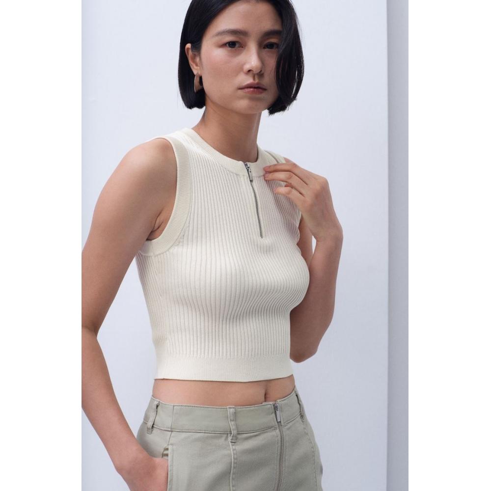 

Кремовый топ без рукавов в рубчик HM