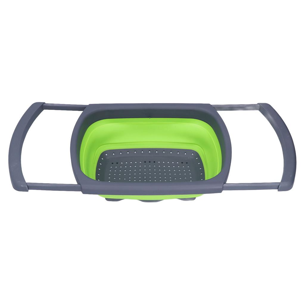 Green Foldable Drain Basket Silicone Collapsible Fruit Vegetable Wash Strainer Basket for Home Kitchen