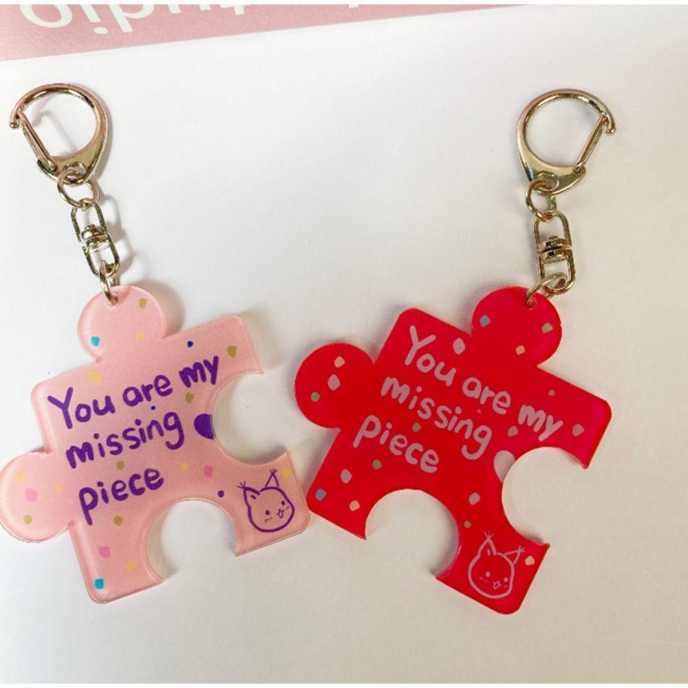 Korean Style Accessories Acrylic Puzzle Text Keychain Multicolour  Niche Design   Gifts