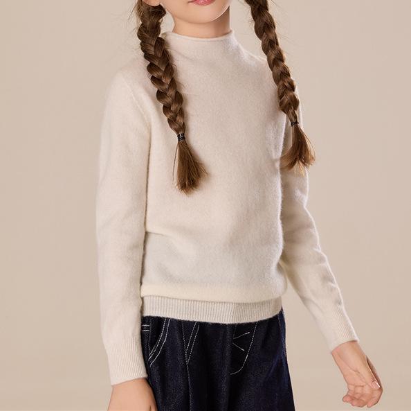 Kinder Woll-Pullover mit halbem Rollkragen für Jungen & Mädchen - Herbst/Winter Strickware in Maillard-Farben