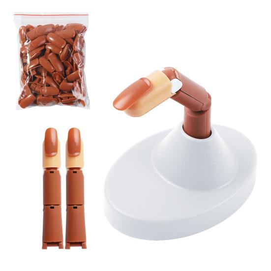 

Механическая модель пальца для ногтей, противоскользящая, из АБС-пластика, профессиональная, ложная, коричневая, с полным покрытием, накладные ногти