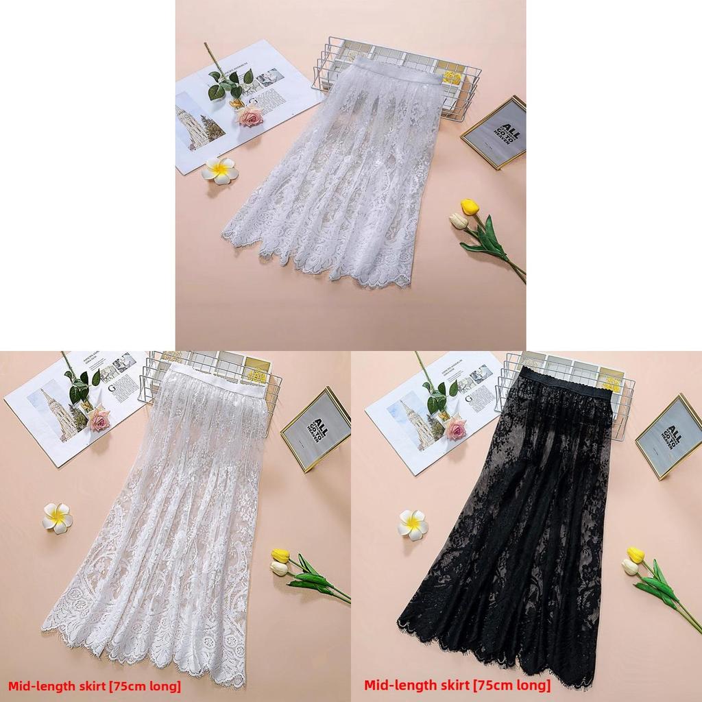 Lace Midi Skirt For Women With Hollowout Design Summer Aline Elegant Fashionable For Casual Wear
