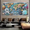 1 adventure-themed large background banner with a shiny world map, hot air balloons and travel signs - perfect for parties