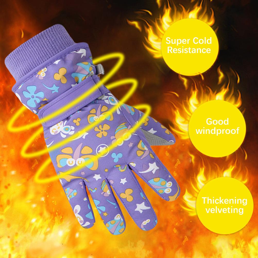Kinder Skihandschuhe Cartoon Winter Wasserdicht Winddicht Schnee Fäustlinge Fleecegefüttert Warme Handschuhe für Mädchen Jungen Outdoor