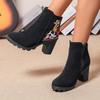 2024 Fashion Embroidered Modem Boots Brand Ladies Shoes Zip Women's Boots High Quality Round Toe High Heels Naked Boots Zapatos