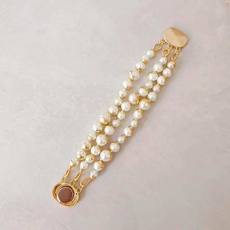 3-Layer Pearl Necklace Ladies High-end Temperament Sweater Chain Magnet Buckle Clavicle Chain Hand Stud Earring Chain