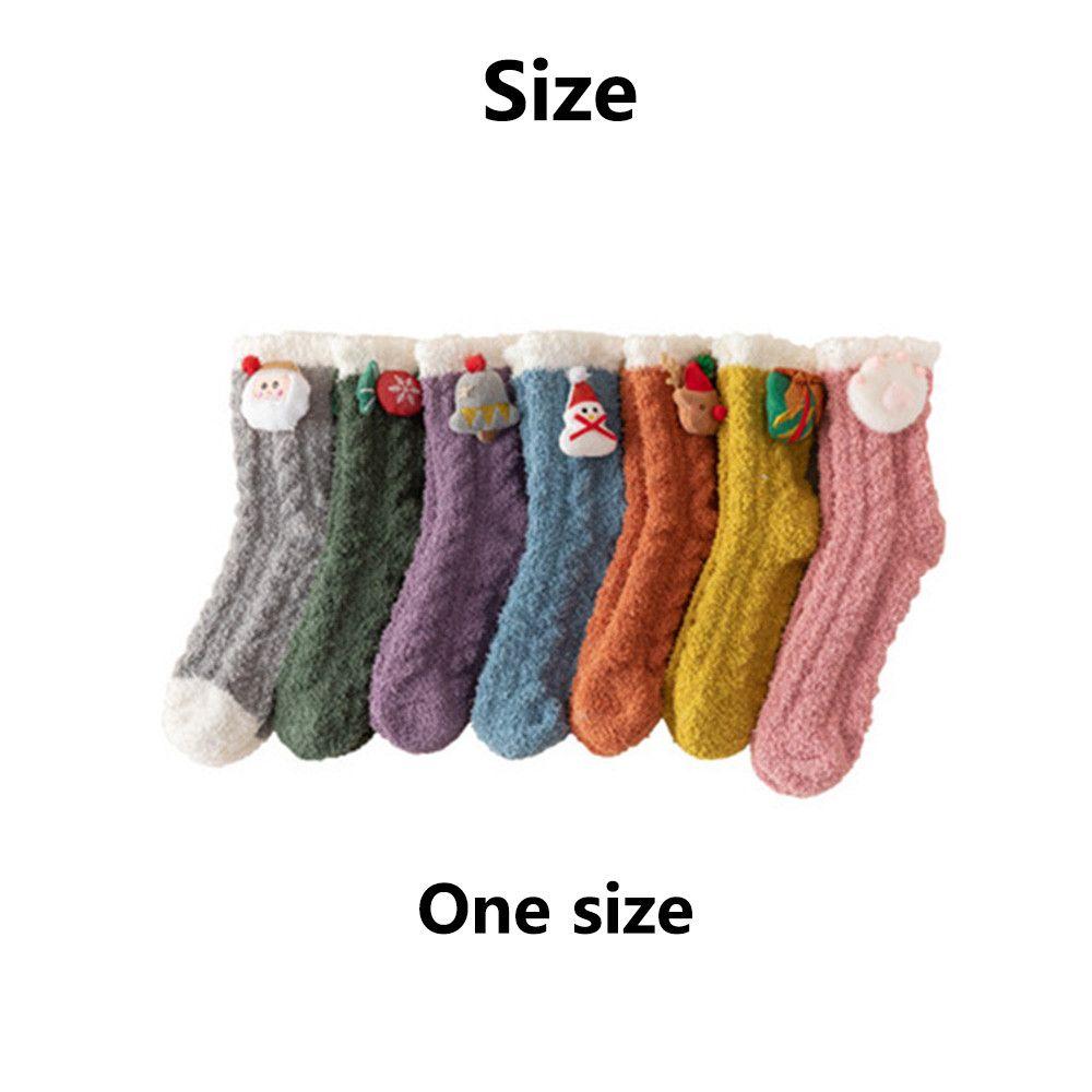 Christmas gift Comfortable Women Santa Claus High socks Cute Coral fleece Stocking Winter Warm