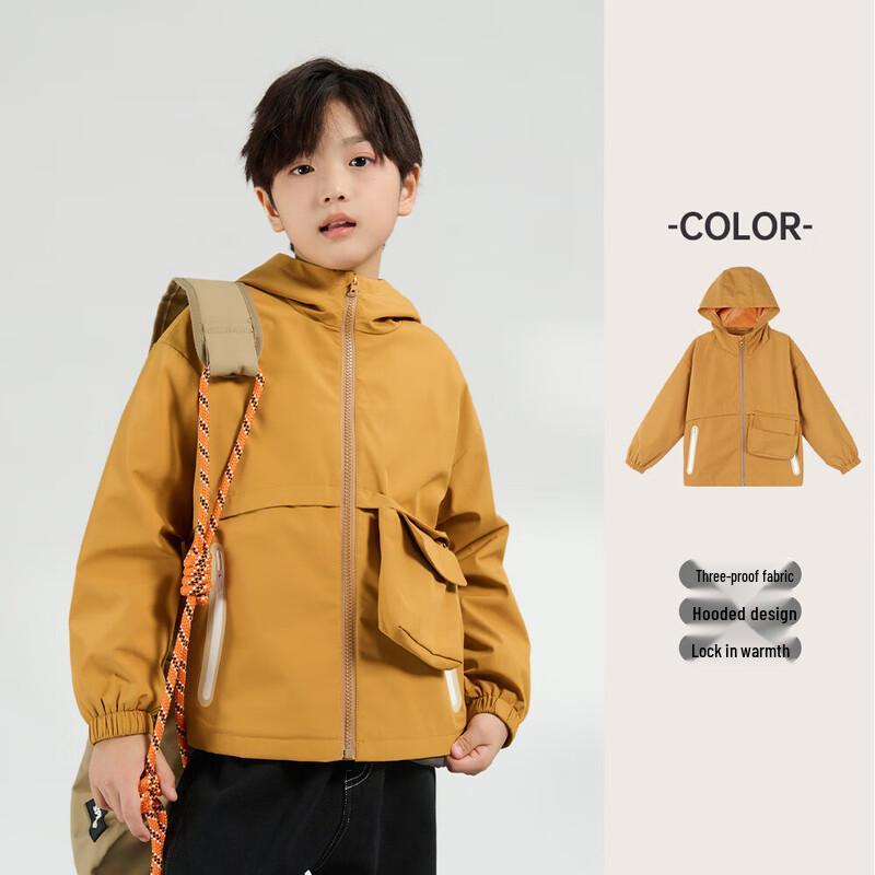 LUSON Boys  Fleece-Lined Windproof Outdoor Jacket 140