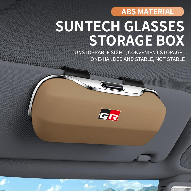 AACT1 Car Eyewear Case Box Sunglasses Holder Sun Visor Storage Protective Frame Box Glasses Clip For Toyota GR Sport Rav4 Yaris Camry