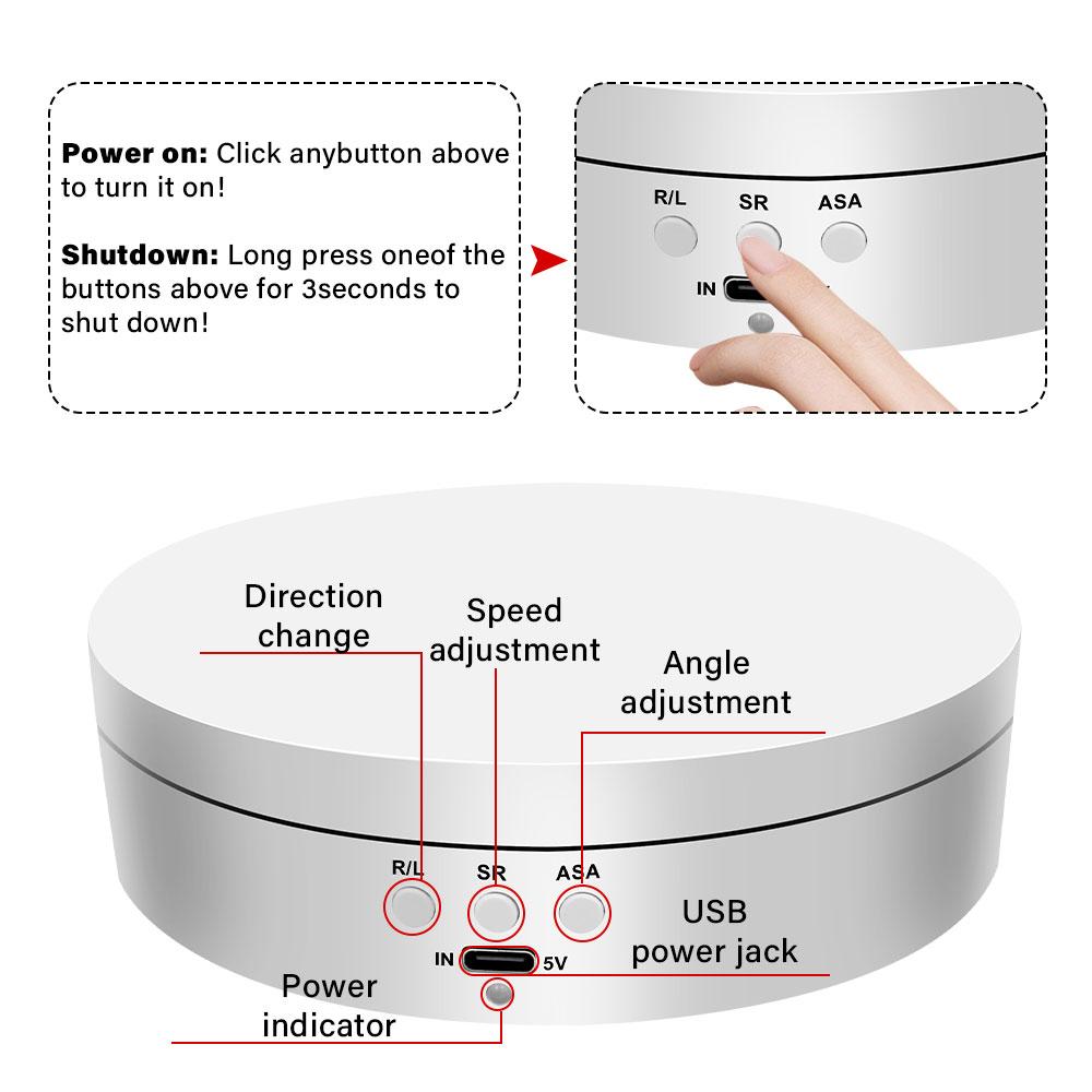138mm electric rotating mirror display stand, 360-degree turntable,jewelry stand, rotating shooting, three speeds Christmas gift