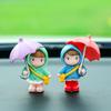 Cute Umbrella Couple Car Interior Decoration Action Figures Auto Rearview Mirror Dashboard Ornaments For Car Accessories