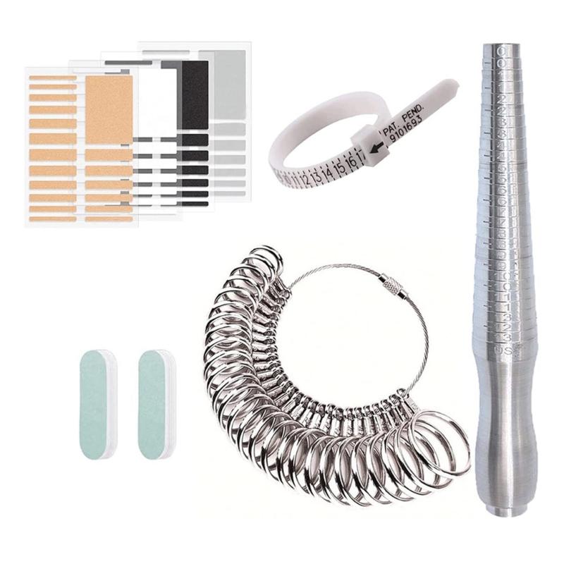 

Ring Sizer Measuring Tool Set Ring Gauges with Finger Sizer Mandrel Ring Sizer Tool Ring Measure for Fingers Easy to Use 1
