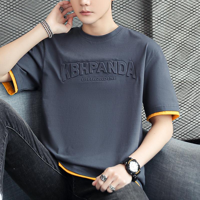 

Short Sleeve T-Shirt Men s Summer New Trendy Brand Cotton Loose Half Sleeve Crew Neck T-Shirt Clothes Men s Clothing M