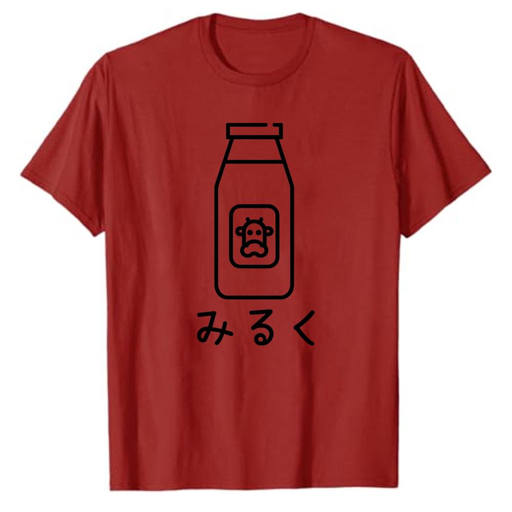 Miruku Milk Cow Japanese Kawaii Graphic TShirt Unisex Minimalist Cute Milk Lover Casual Cotton Tee Gift Oversized T Shirt Tops