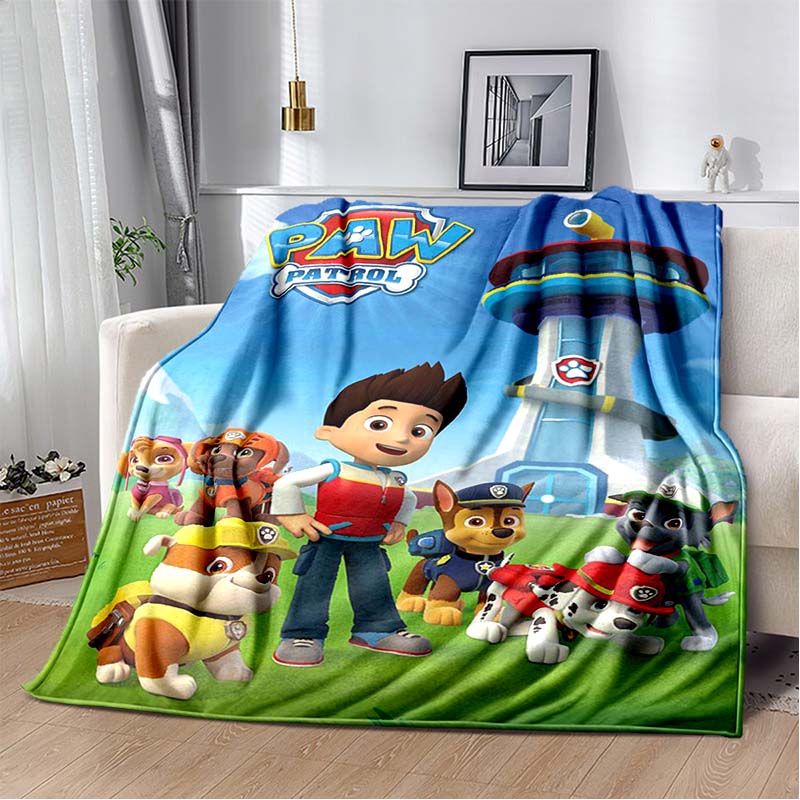 PAW Patrol Cartoon Printed Flannel Blanket Soft Warm All Season Throw For Kids Bedroom Sofa Indoor Home Decor Housewarming Gift