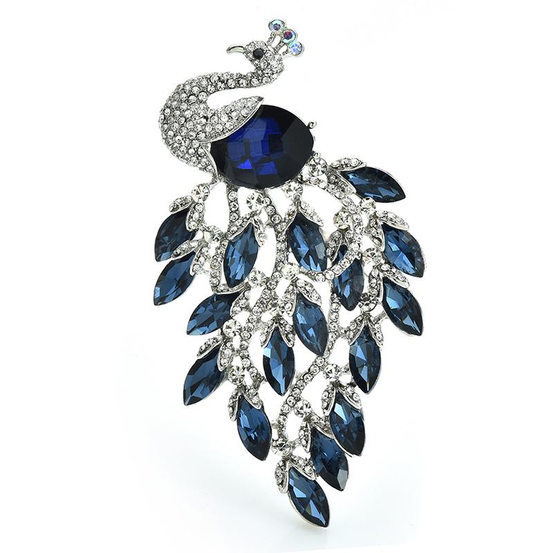 

Wuli&baby Большие Роскошные Броши Павлины Для Женщин Унисекс 3-цветные Стразы Красивая Птица Животное Вечеринка Брошь Булавки Подарки