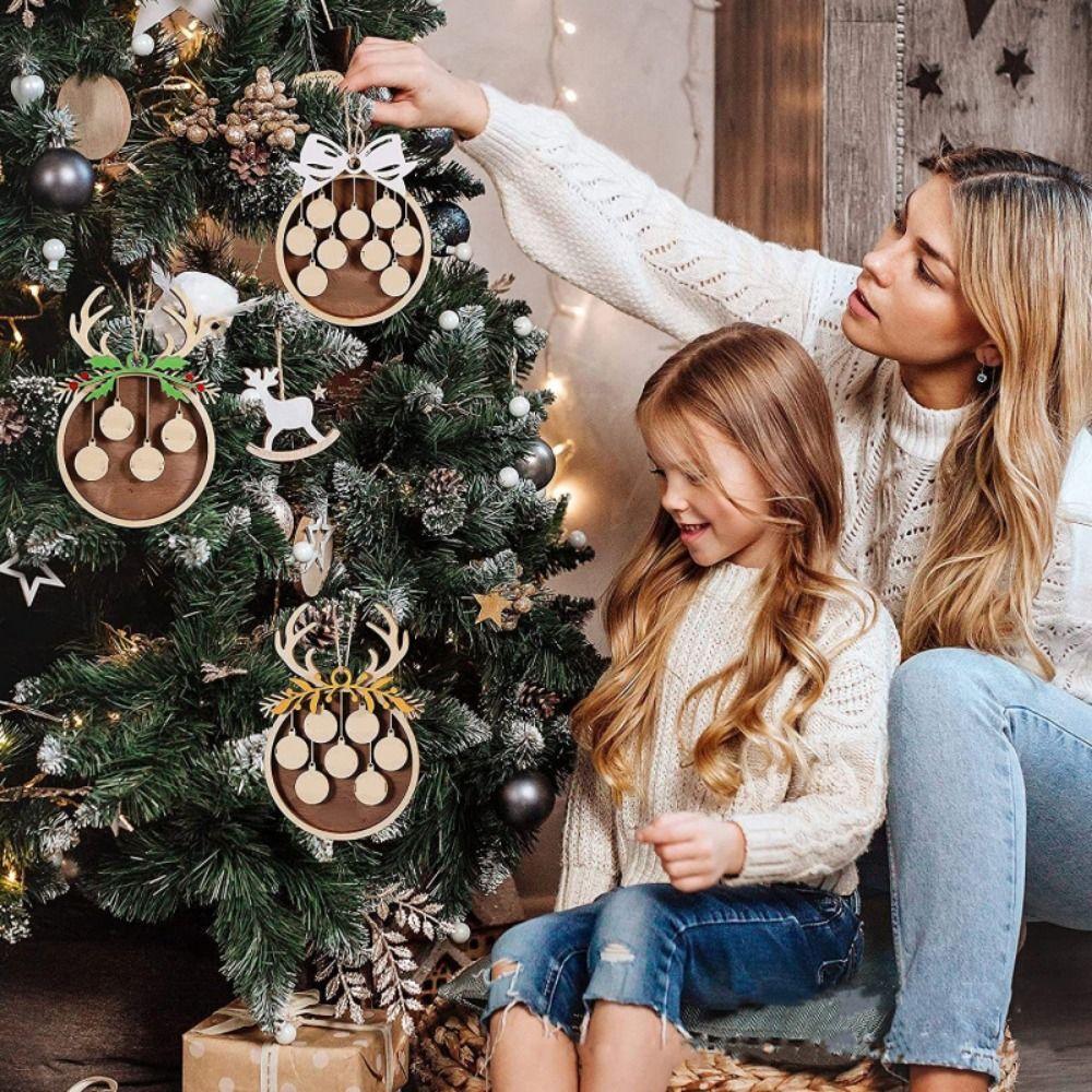 

Wood 2023 Christmas Ornaments Staghorn Leaves Xmas Tree Decorations Family