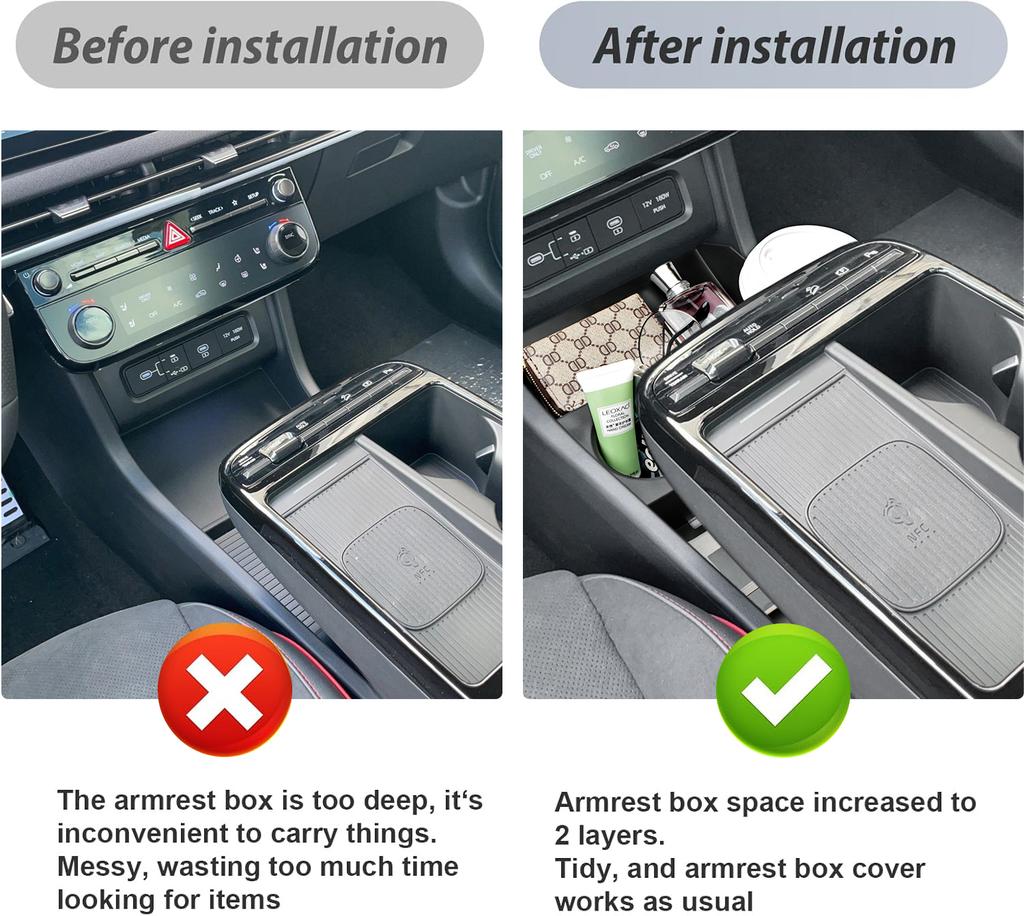 Center Console Lower Tray For 2025 Hyundai Tucson Limited Floor Center Console Lower Organizer ABS Accessories Car Storage Box