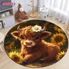 Scottish Highland Cattle Pattern Round Rug Kids Room Circular Carpet Living Room Bedroom Home Decoration Computer Chair Area Mat