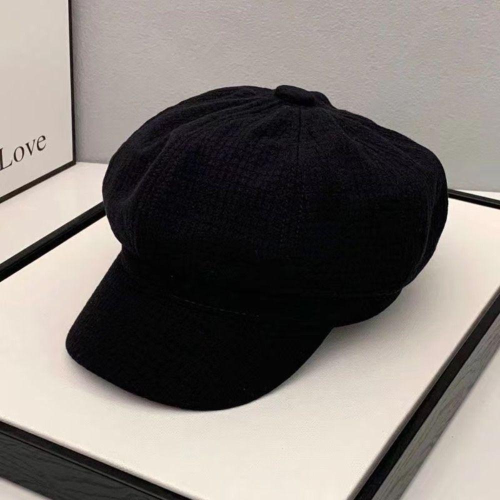 Vintage Octagonal Women Berets Winter Accessories Soft Fabric Visors Cap Retro Bonnets Hats Autumn Winter